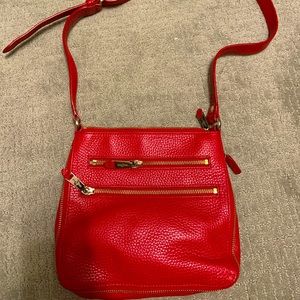 Cole Haan Red Pebbled Genuine Leather Purse Shoulder Bag Crossbody